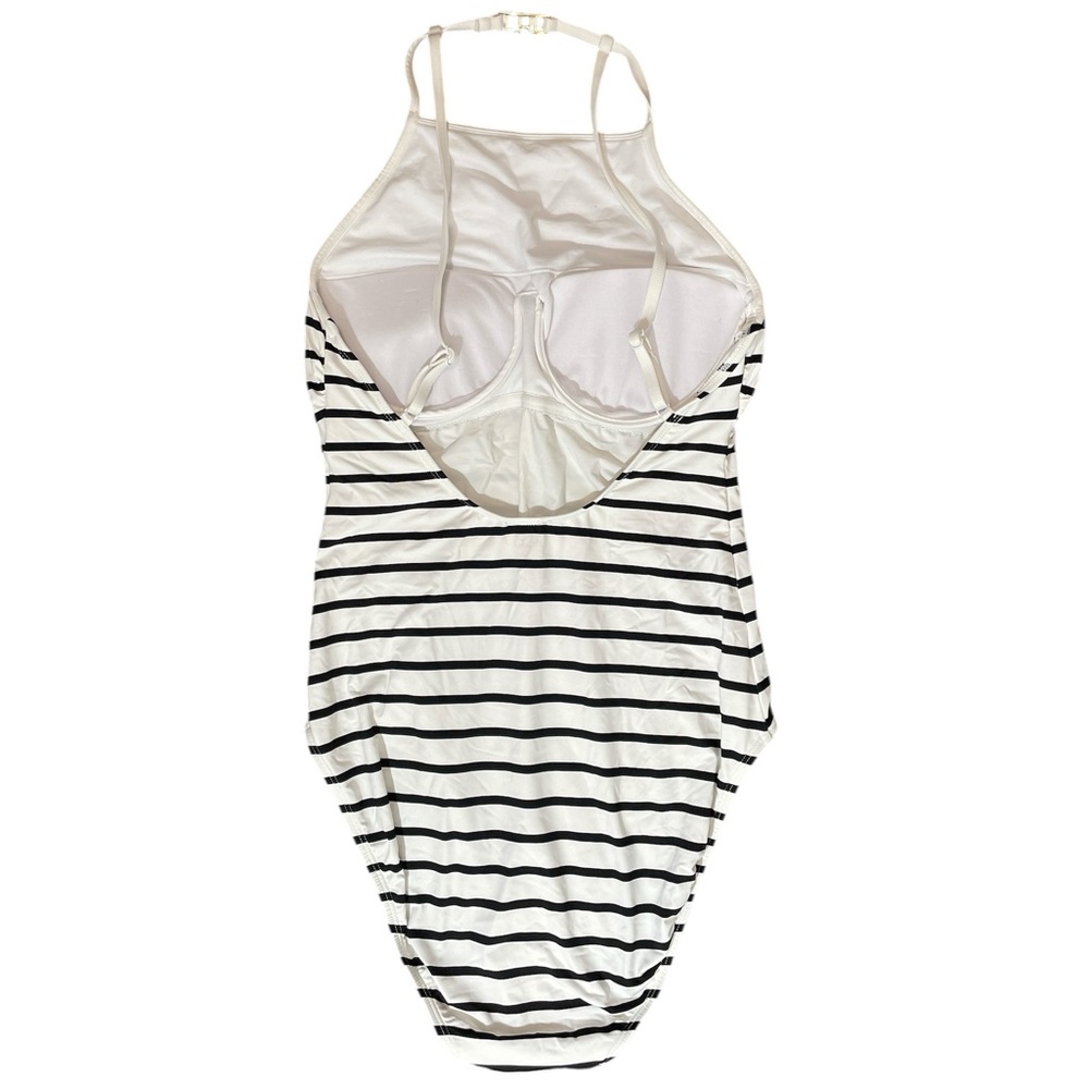 C33- Lauren Ralph Lauren Women’s 12 Large Black and White Bodysuit One Piece - Picture 2 of 3